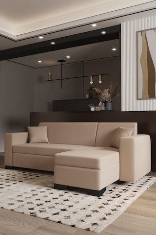 Modalife Toronto Salon & Oturma Odası Uzanmalı Köşe Takımı & L Koltuk Krem