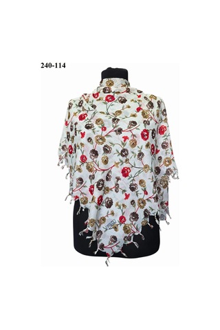 Dolce Cotton Desenli Sökme Boncuklu Eşarp 240-114 Çok Renkli