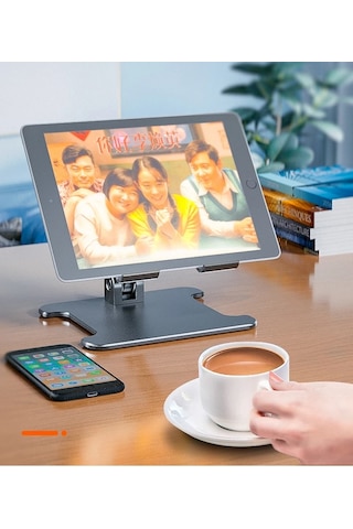 Metal Masaüstü Tablet Telefon Standı Katlanır 12,9 İnç Tabletlere