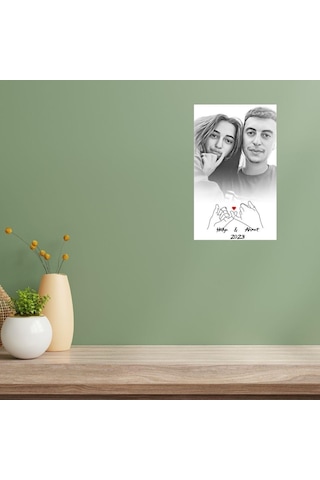Sevgililere Özel Karakalem Çift El Duvar Posteri - Çerçevesiz