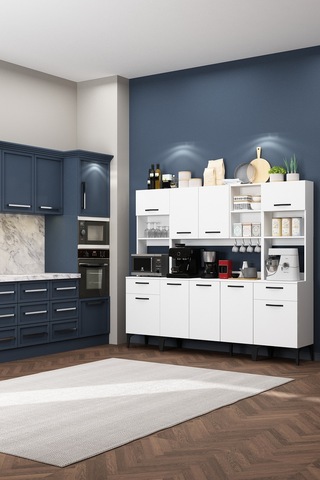 Riva Kahve Köşesi Fırın Bölmeli Askılı Airfry Kiler Dolabı Rb2 Çok Amaçlı Beyaz Beyaz