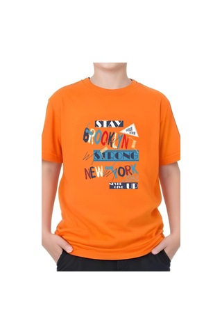 Panios Kids Brooklyn Strong Baskılı Erkek Çocuk Kısa Kollu T-shirt Turuncu