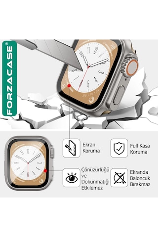 Forzacase Apple Uyumlu Watch  11 42mm   Full Ekran Kasa Koruyucu Ve Watch Ultra Çevirici Kılıf - Fc398