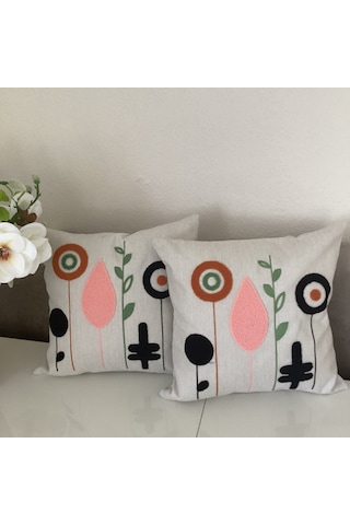 Punch İşlemeli Dekoratif Kırlent Kılıfı Takım 4'lü Set Karışık/Çok Renkli