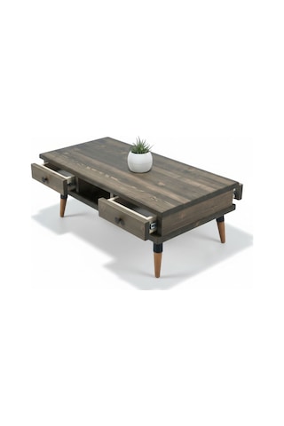Mobenta Modest Brew, Doğal Masif Orta Sehpa, 4 Çekmece 1 Bölme - 120x60, Cv Ceviz - Ahşap