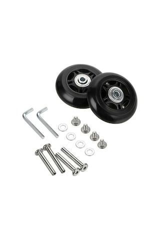 Novahub 2 Parça Bavul Tekerlekleri, Yedek Tekerlekler, 7024mm, Siyah, Kauçuk+metal, Bagaj Bavul İçin Tamir Rulmanları -