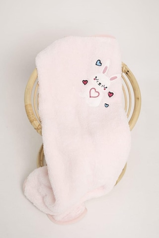 Evlen Home Nakışlı Bebek Battaniyesi Yumuşak Wellsoft Peluş 90x100cm Çocuk Yenidoğan Pudra