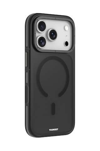 İphone 17 Pro Max Uyumlu Kılıf M-safe Şarj Özellikli Youngkit Rock Sand Serisi Kapak Siyah Siyah