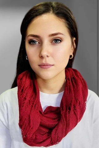 Tezzgelsin Kadın Çift Dolama Triko Örgü Boyunluk Bordo