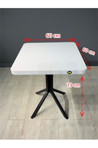 Zeren Kare Beyaz Balkon Masası Mutfak Yemek Masası 60 Cm