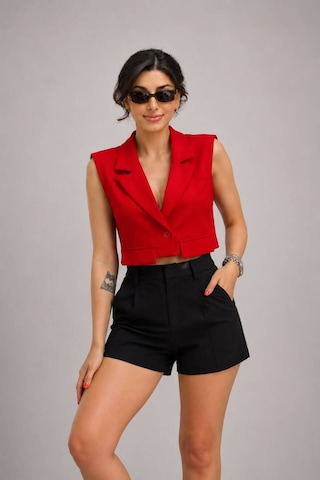 Gigi Wardrobe Livia Crop Yelek Kırmızı Kırmızı
