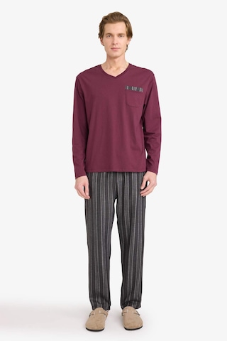 Defacto Regular Fit Çizgili Uzun Kollu 2li Flanel Takım G8179ax26spbr170 Bordo-br170
