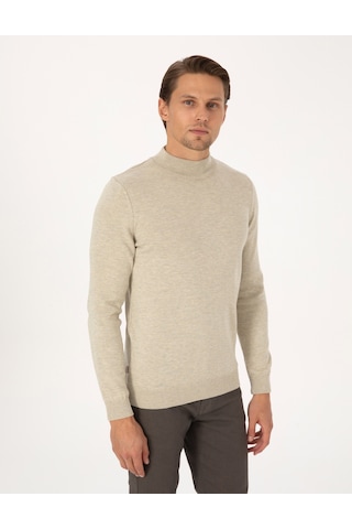 Pierre Cardin Kum Melanj Slim Fit Yarım Balıkçı Yaka Basic Triko Kazak 50315457-vr123