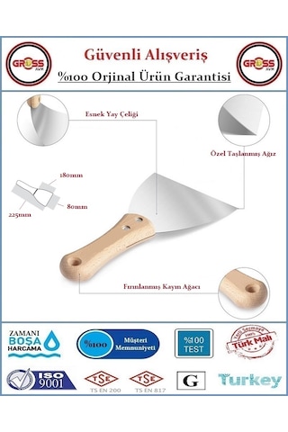 Dekor Ahşap Saplı Alçı & Macun Ispatulası - Yay Çeliği - 18cm