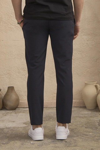 Braccas Erkek Slim Fit Beli Bağlamalı Dokulu Lacivert Pantolon Lacivert