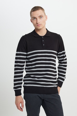 AC&Co / Altınyıldız Classics Erkek Sıyah-antrasıt Standart Fit Normal Kesim Polo Yaka Çizgili Triko Kazak Siyah - Antrasit