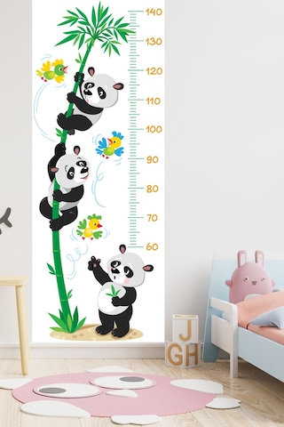 Boy Ölçer Sticker Sevimli Pandalar Ve Kuşlar Temalı