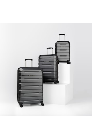 Unisex 4 Tekerli Kilitli 3'lü Set Valiz Siyah