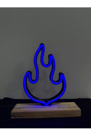 Alev Figürlü Mavi Neon Gece Lambası Çok Renkli