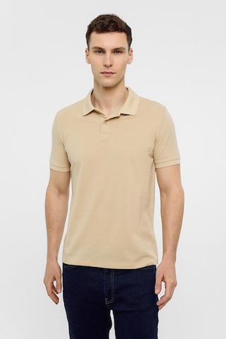 Bej Slim Düz Polo Yaka Tişört-38583 Bej