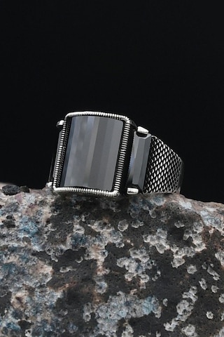 Prestij Gümüş Siyah Zirkon Taşlı Gümüş Erkek Yüzüğü 901542 Gümüş