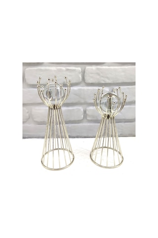 Gümüş Kaplama Metal 2'li Set Salon Olimpiyat Model Dekor 1 Takım