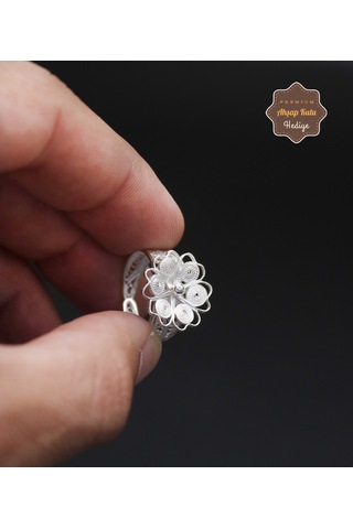 Papatya Model El İşçiliği 925 Ayar Gümüş Telkari Kadın Yüzük 201024677 Gümüş