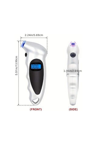 Boatshop1 Gri Dijital Lastik Basinc Olcer 150 Psı 4 Ayarli Kaymaz Tutma Kolu Aydinlatmali Lcd Ekran Otomobil Kamyon Bisiklet Motosiklet