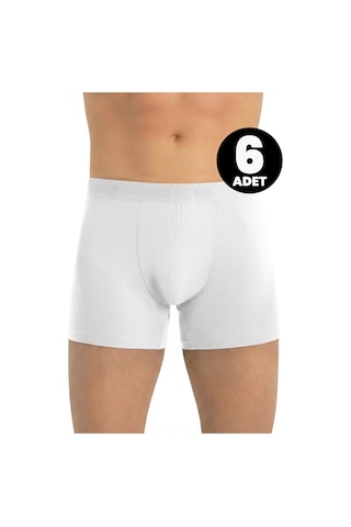Öts Erkek 6 Lı Modal Boxer Modal Ekstra Konforlu Kalıp 2641-6 Beyaz