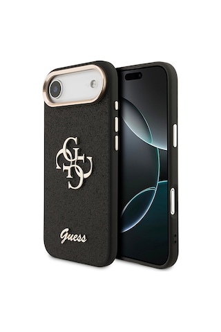 Apple Uyumlu iPhone 17 Air Kılıf Guess Lisanslı 4g Büyük Metal Kamera Çerçeveli Ve Logolu Glitter Kapak Siyah