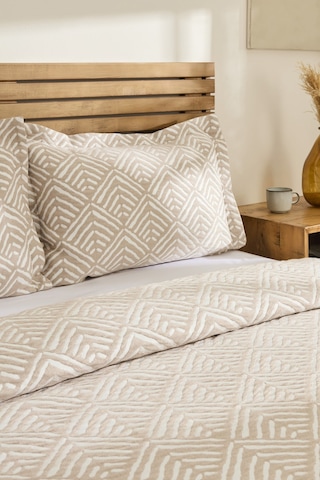 Kaşmir Home Space Çift Kişilik Yatak Örtüsü Takımı Bej Bej