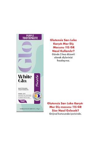 White Glo Glutensiz Sarı Leke Karşıtı Mor Diş Macunu 115 G