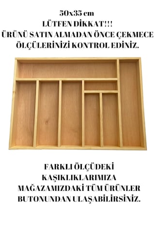 50x35 Cm Ayfiwood Ahşap Kaşıklık Çekmece İçi Yemek Takımı Ve Servis Gereçleri Düzenleyici Organizer