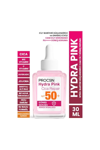 Hydra Pink Renkli Sp50 Bariyer Güçlendirici Cam Cilt Güneş Serumu 30 Ml
