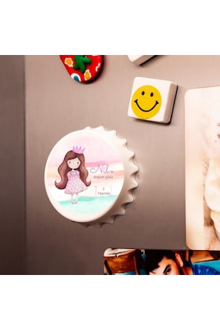 Kişiye Özel Kız Çocuk Doğum Günü Açacak Magnet Prenses Temalı Buzdolabı Açacağı 10 Adet