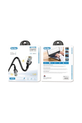 3 Metre Rj45 Ethernet Kablo Go Des Gd-hm891 1000mbps Aktarım Hızı Siyah