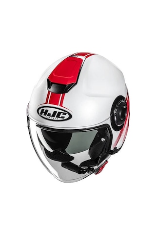 Hjc İ40n Vision Mc1 Yarım Motosiklet Kaskı Beyaz Kırmızı Diğer