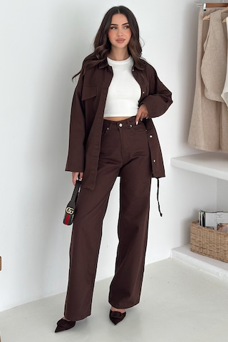 Noa & Noa Kadın Ceket Pantolon Kuşak Detaylı Takım Şehirli & Sofistike Stil Kahverengi