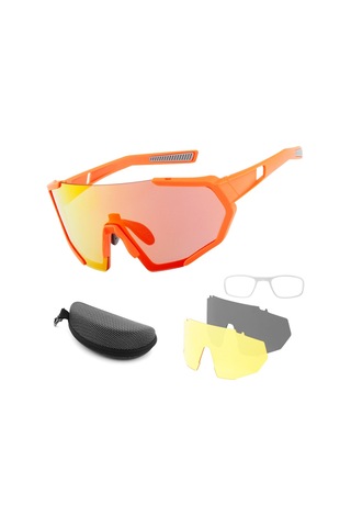 2 Değiştirilebilir Lensli Spor Bisiklet Güneş Gözlüğü Uv400 Koruma Mtb Yol Sürme Balık Tutma Golf Beyzbol Koşu Gözlükleri - Turuncu + Gri