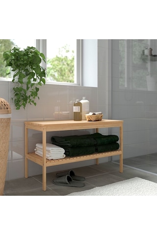 Banyo Mobilyası Ragrund Bank Meridyendukkan Bambu, 77x37 Cm Banyo Tabure Kahverengi