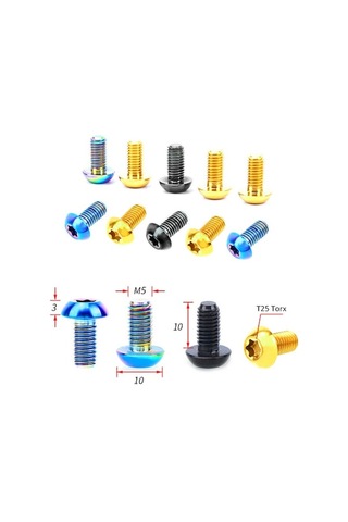 Novahub 12 Adet T25 Disk Vida 12pcs M5x10mm Fren Vida, Tc4 Titanyum Bisiklet Disk Fren Sabitleme Vidası
