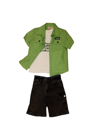 2801 Şort T-shirt Gömlek Takım Yeşil