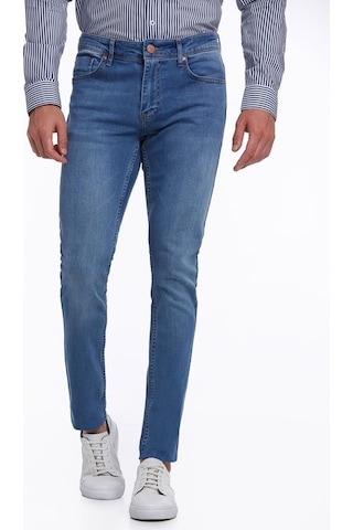 Hatemoğlu Mavi Slim Fit Düşük Bel Düz Paça Basic Kot Pantolon Mavi