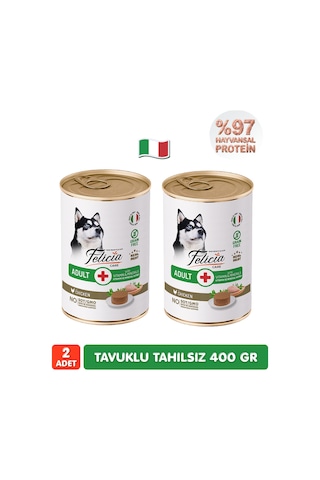 %97 Proteinli Tahılsız Tavuklu Ezme Yetişkin Köpek Konserve Maması 400 Gr X 2 Adet
