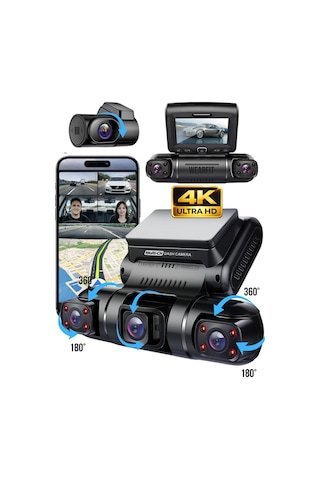 X19 Premium 4 Lens Araç İçi Kamera Wifi Gps 4k Ultra Hd Ön Arka İç Kamera Gece Görüşü Park Modu Dvr