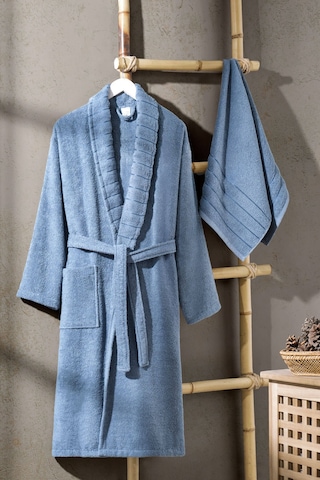Mira Home Soft Elegance Banyo Tek Kişilik Bornoz Takımı Pamuklu Mavi