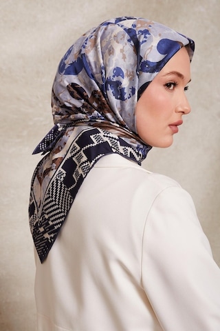 Levidor Desenli Twill İpek Eşarp-0918 Lacivert