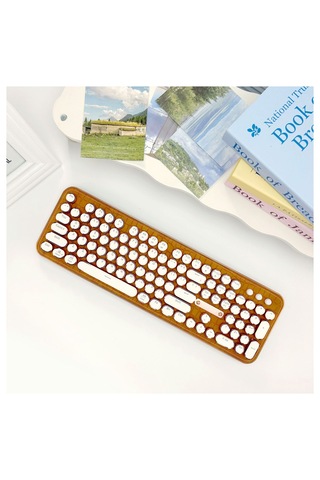 Geezer G9 Retro Mekanik Klavye 3 Modlu Bluetooth + 2.4g + Kablolu Işıklı 104 Tuş Altın