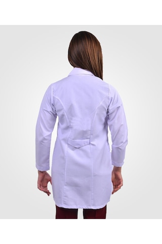 Kadın Beyaz Klasik Yaka Doktor Hemşire Öğretmen Vizit Önlük Beyaz