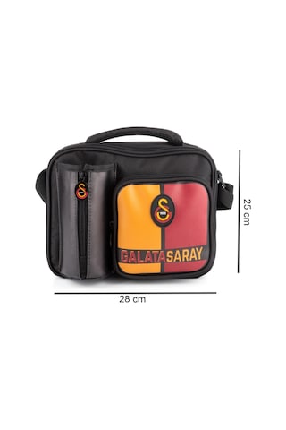 Galatasaray 2 Bölmeli Aslan Armalı Suni Deri Matara Cepli Beslenme Çantası 25554 Siyah